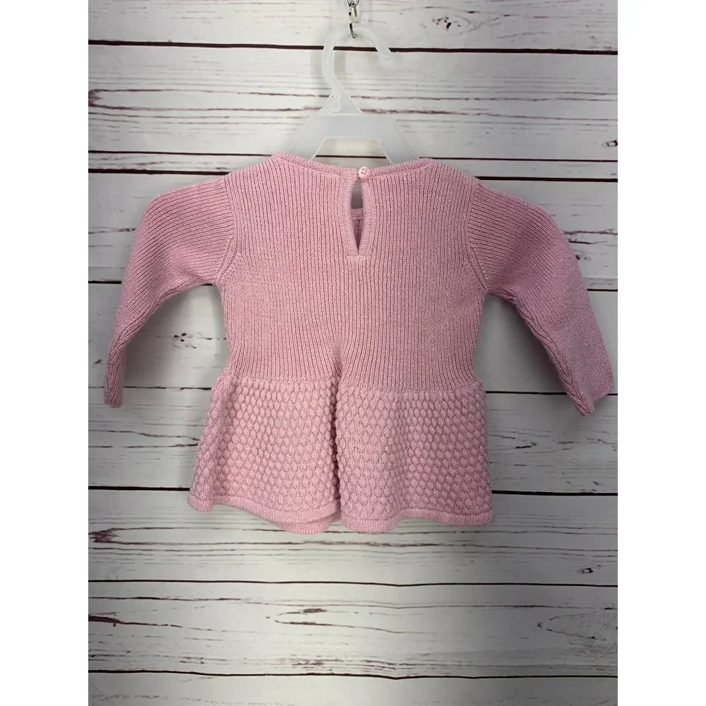 First Impressions 3-6‎ month long sleeve knit pink bow sweater dress
